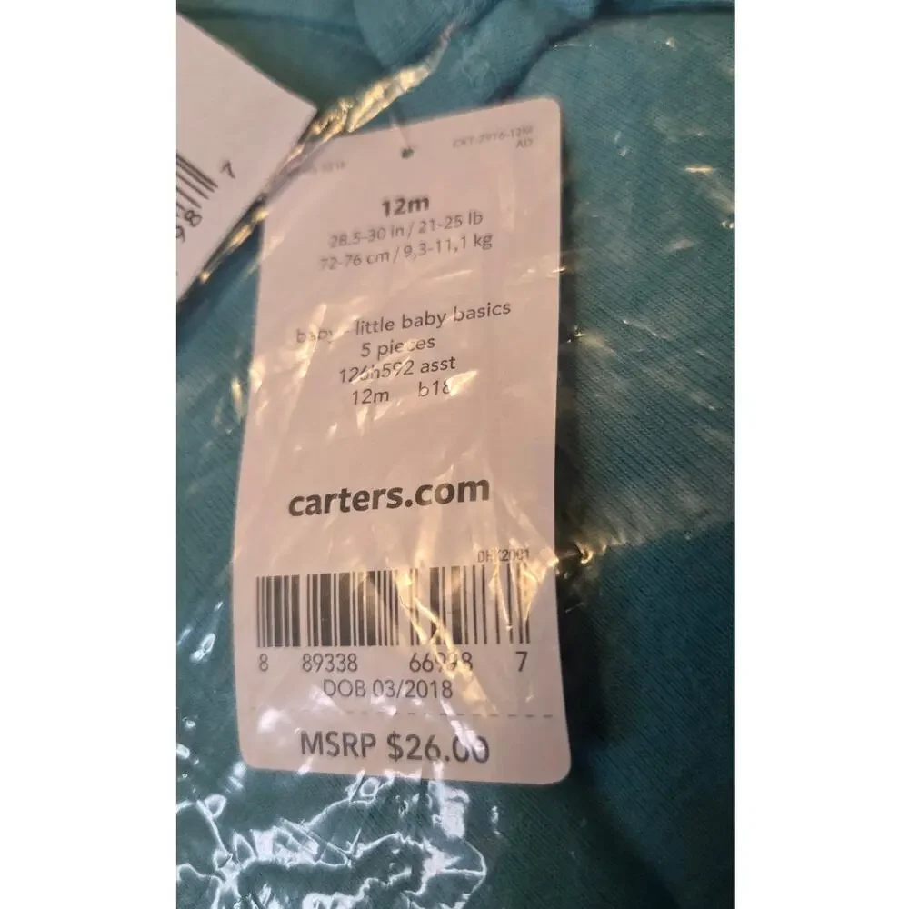Lot of 5 Carter's 12 Month Bodysuits